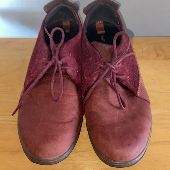 MERRELL Ashland Tie Red Ochre Full Grain Leather Walking Shoes size 9 - Picture 1 of 5